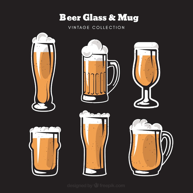 Ilmainen Vektori vintage beer glass & mug collection