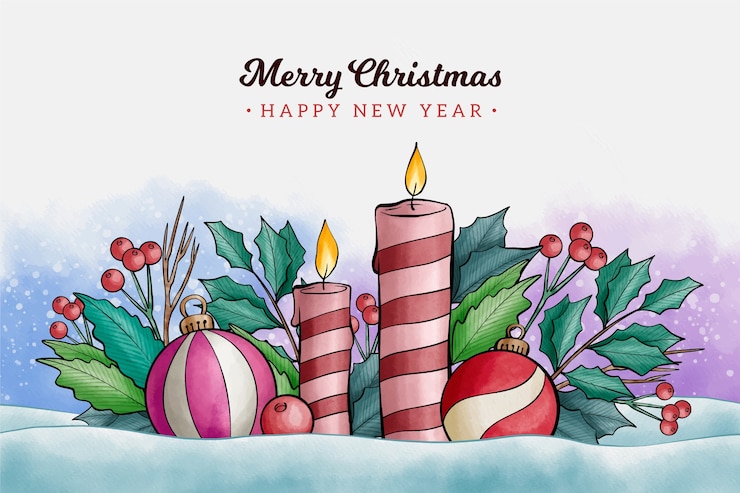 Ilmainen Vektori watercolor christmas candle background