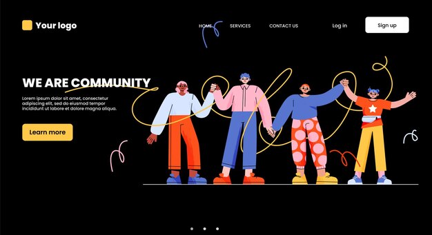 we are community landing page with happy people