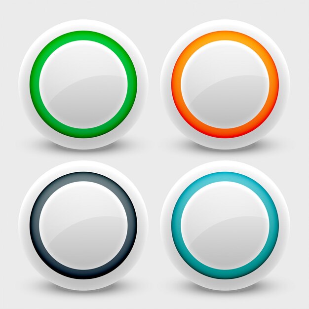White user interface buttons set