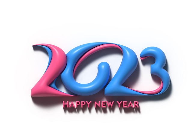 2023 Happy New Year 3D Text Typography Design Element Flyer Poster Wallpaper Background.