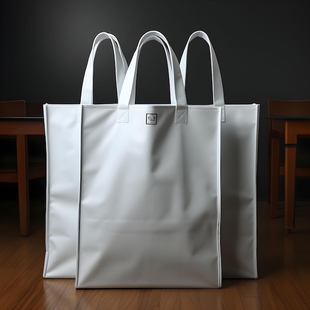 Photo gratuite 3 sacs fourre-tout blancs pour maquette de produit