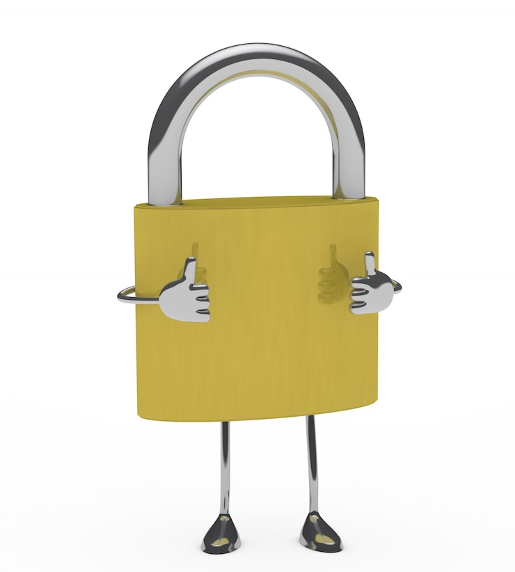 Photo gratuit 3d cadenas avec thumbs up