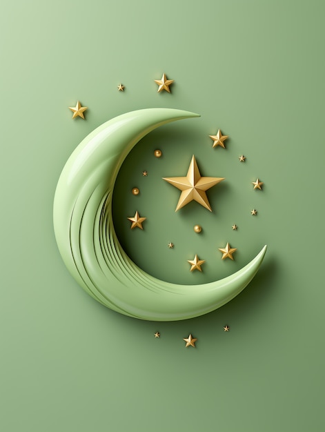 Photo gratuite 3d célébration du ramadan croissant de lune