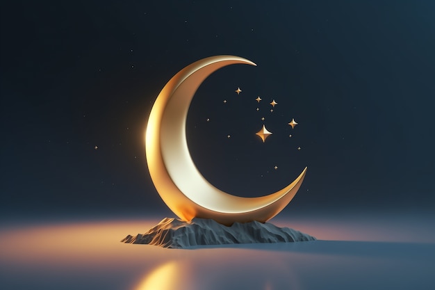 Photo gratuite 3d célébration du ramadan croissant de lune