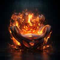 Photo gratuite 3d fauteuil en feu avec des flammes