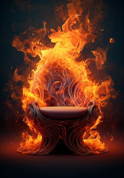 Photo gratuite 3d fauteuil en feu avec des flammes