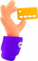 Photo gratuite 3d main tenir la carte bancaire pour le paiement dans un guichet automatique