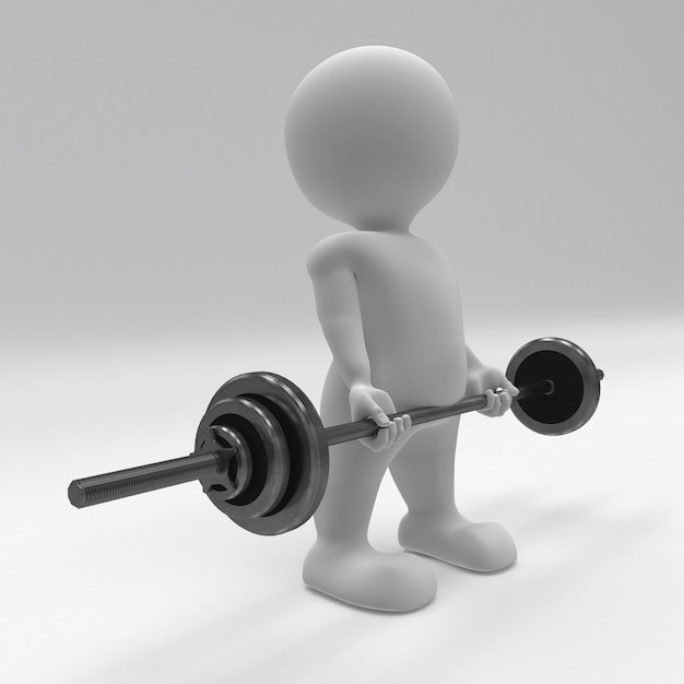 3D Morph Man exerçant avec des poids de gym