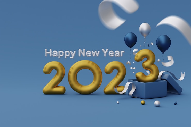 Photo gratuit 3d nouvel an 2023 fond