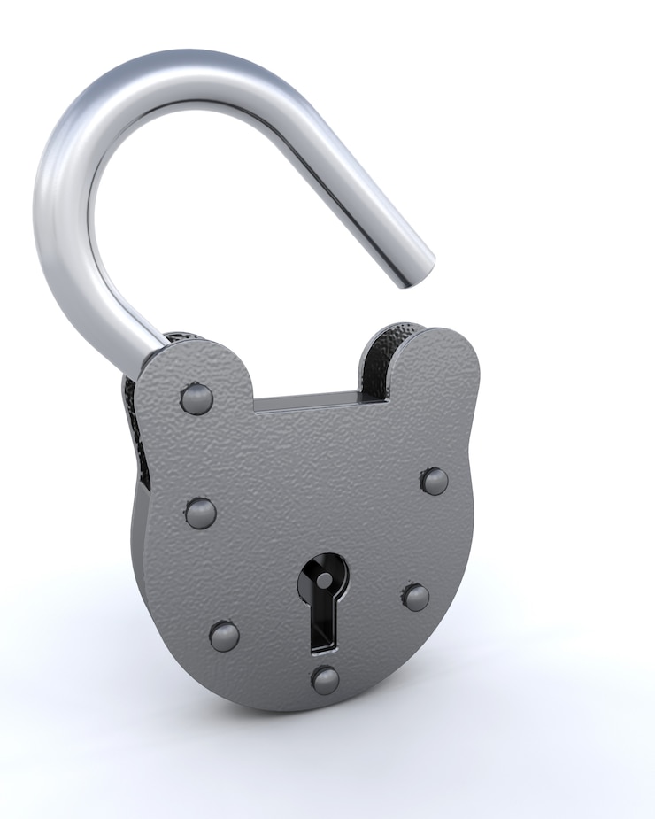 Photo gratuit 3d rendent d'un cadenas et une clé