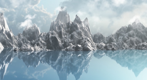 3D rendent d&#39;une chaîne de montagnes de glace