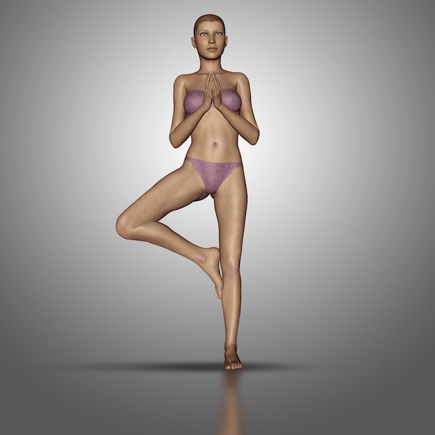 Photo gratuite 3d rendent d'une figure féminine dans une position debout de yoga