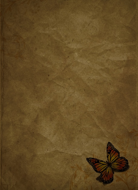 Photo gratuite 3d rendent d'un papillon sur un papier grunge