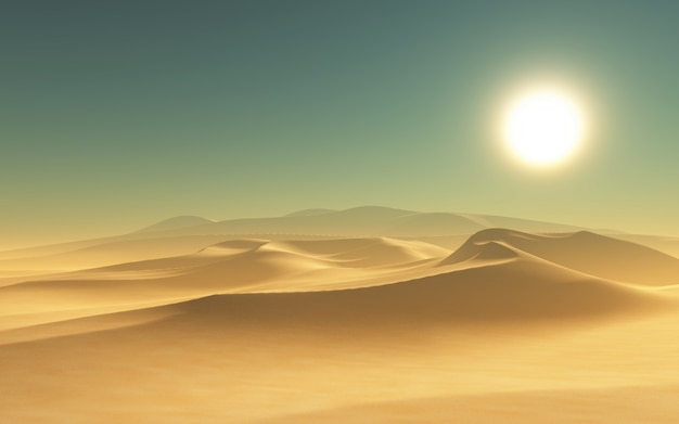 Photo gratuite 3d rendent d'une scène du désert