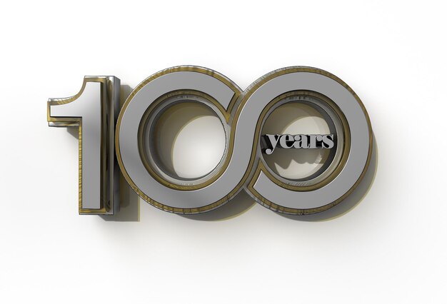 3D Render 100 Years Celebration Pen Tool Créé Clipping Path Inclus dans JPEG Facile à composer