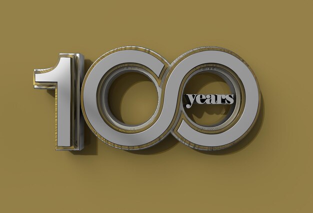 3D Render 100 Years Celebration Pen Tool Créé Clipping Path Inclus dans JPEG Facile à composer