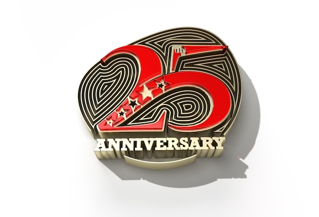 3D Render 25th Years Anniversary Celebration Pen Tool Créé Clipping Path Inclus dans JPEG Facile à composer