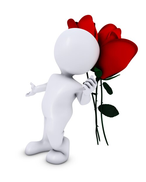 3D Render d&#39;un Morph Man with rose