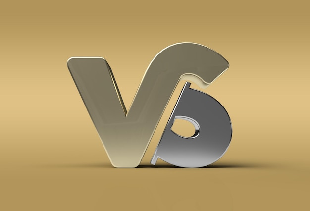 3D Render VS Company Metal Letter Logo Pen Tool Création d'un tracé de détourage inclus dans JPEG Facile à composer.
