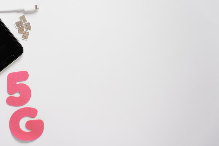 Photo gratuit 5g épelé avec des cartes sim