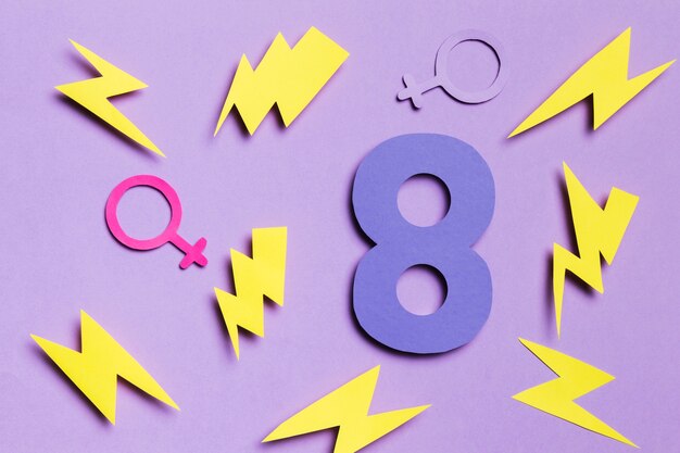 8 mars avec des signes de genre masculin et féminin