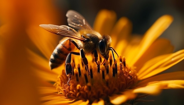 Une Abeille Sur Une Fleur Jaune