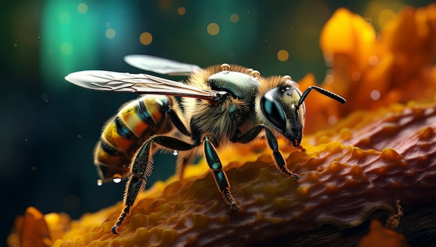 Photo gratuite une abeille de style fantastique dans la nature