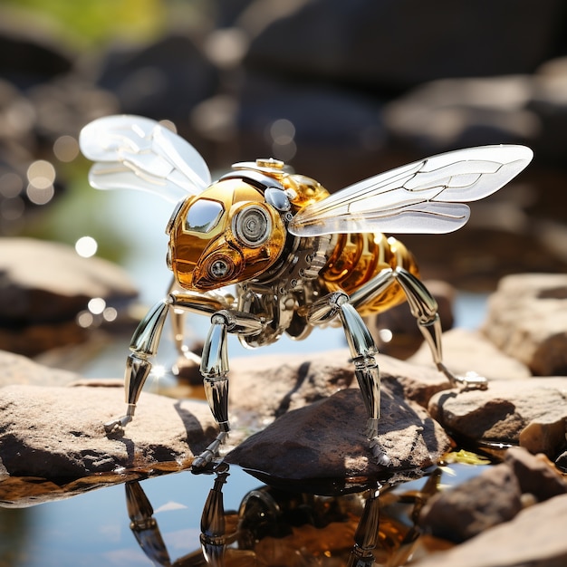 Photo gratuite abeille de style futuriste à l'extérieur