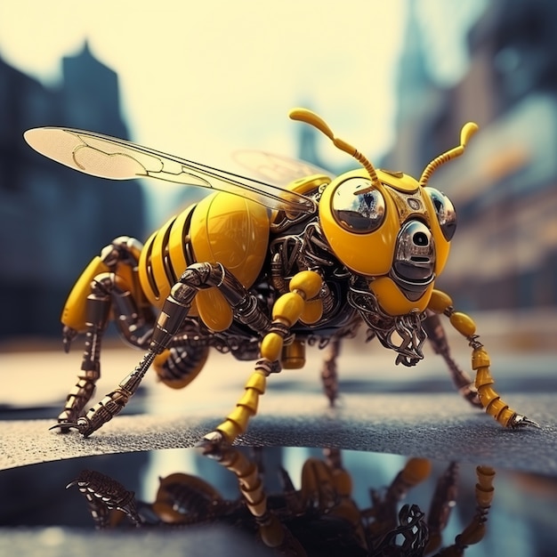 Photo gratuite abeille de style futuriste à l'extérieur
