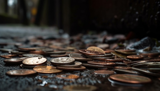 Photo gratuite abondance de richesse sur une vieille table en bois générée par l'ia