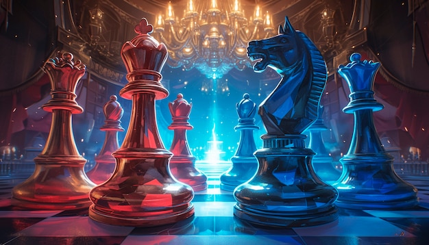 Photo gratuite abstract chess pieces in digital art style