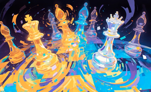 Photo gratuite abstract chess pieces in digital art style
