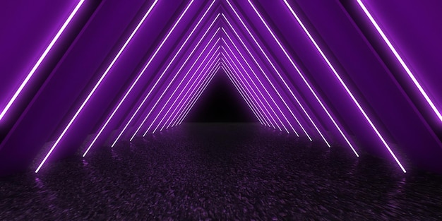 Abstrait 3d avec néons. tunnel de néon .construction spatiale . .3d illustration3