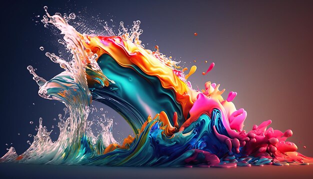 Abstrait coloré splash 3d fond génératif fond ai