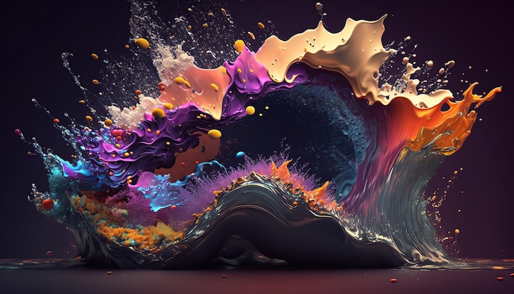 Photo gratuit abstrait coloré splash 3d fond génératif fond ai