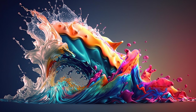 Abstrait coloré splash 3d fond génératif fond ai