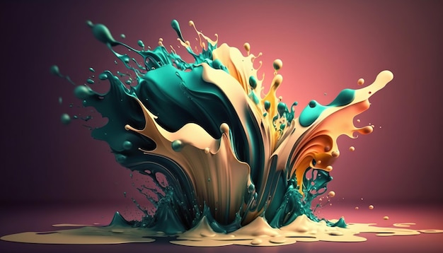 Abstrait coloré splash 3d fond génératif fond ai