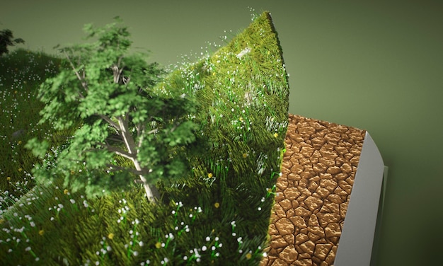 Abstraits arbres et sol en gros plan de livre