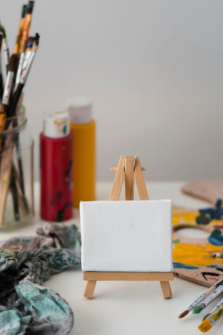 Photo gratuit accessoires d'artiste sur table