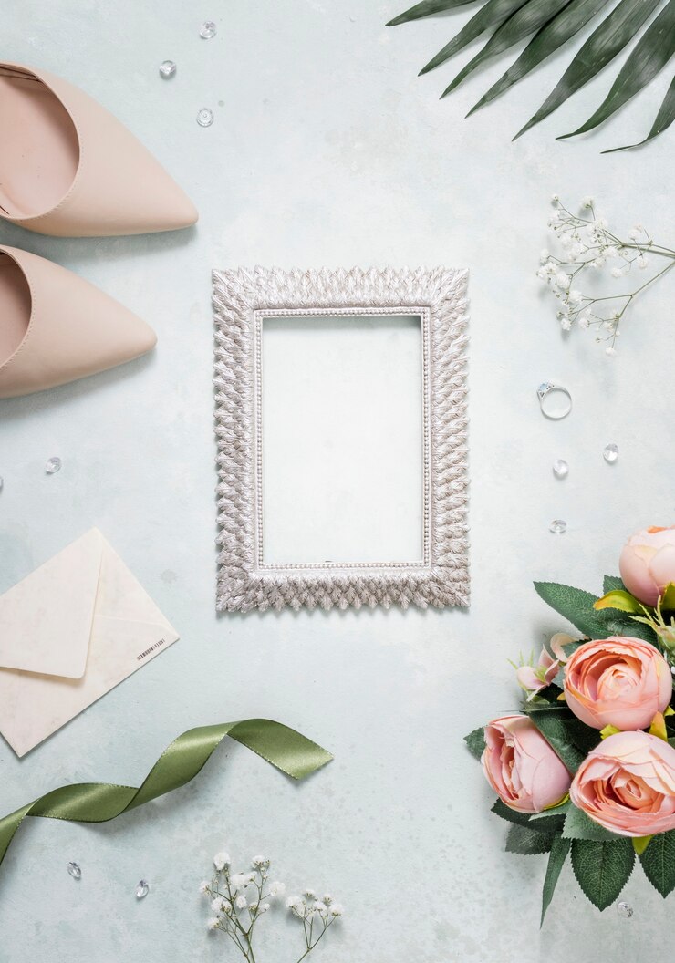 Photo gratuit accessoires de mariage sur table
