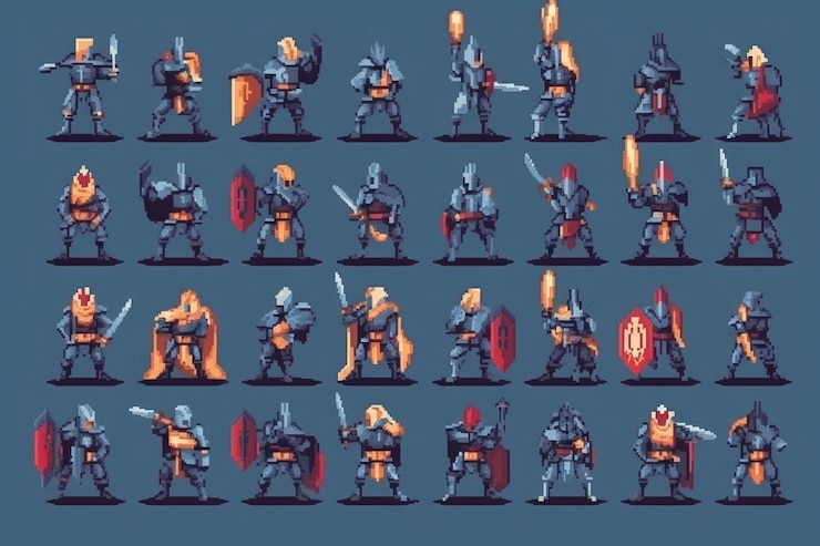 Photo gratuit actifs de jeu de personnages à 8 bits