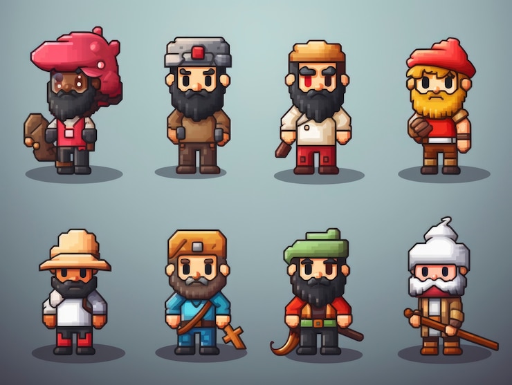 Photo gratuit actifs de jeu de personnages à 8 bits