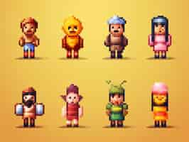 Photo gratuite actifs de jeu de personnages à 8 bits