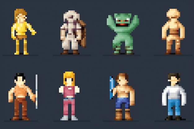 Actifs de jeu de personnages à 8 bits