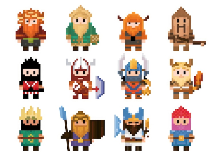 Photo gratuit actifs de jeu de personnages à 8 bits