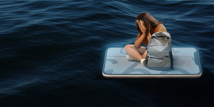 Photo gratuit adolescent victime de cyberintimidation sur smartphone