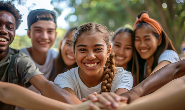 Photo gratuit des adolescents divers pratiquant des activités de santé et de bien-être pour eux-mêmes et leur communauté