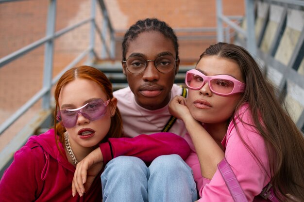 Des adolescents de taille moyenne portant de la mode Y2K