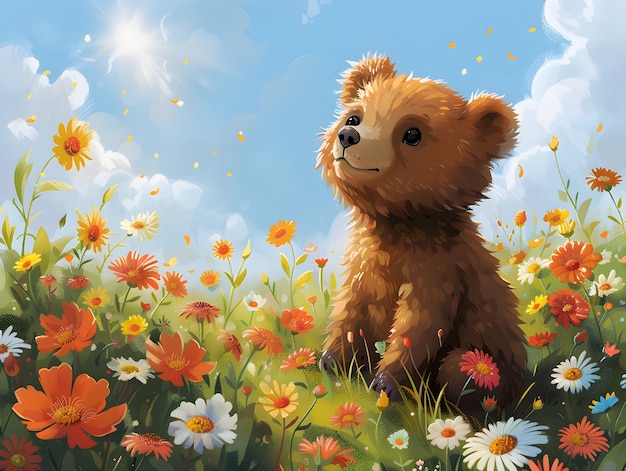 Photo gratuite adorable bear illustration in digital art style